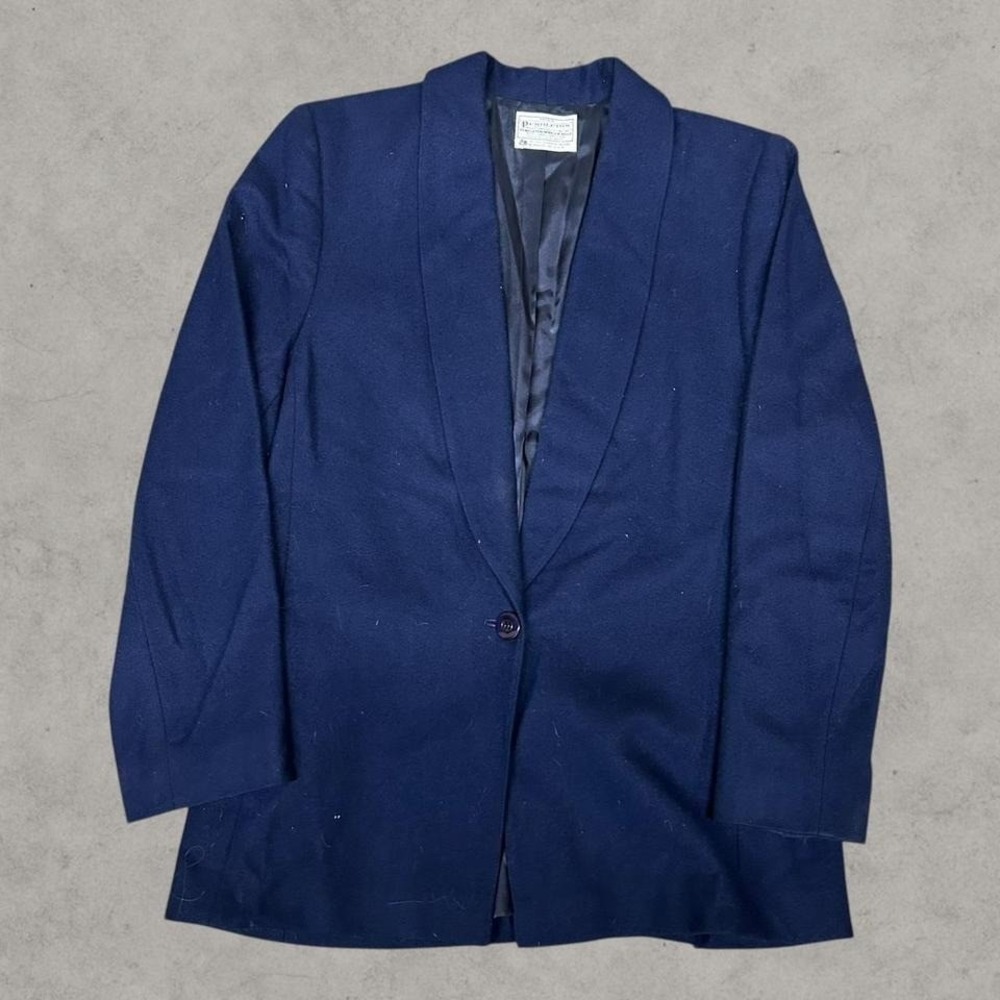 Pendleton Blazer Womens 10 Navy Blue Vintage Overcoat Breasted Business Casual